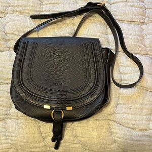 Black Leather Saddlebag style Crossbody Bag